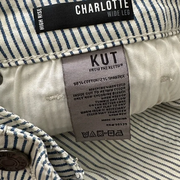 Kut from the Kloth Women's Straight Leg Pinstripe Jeans in Light Gray & White - Picture 6 of 6